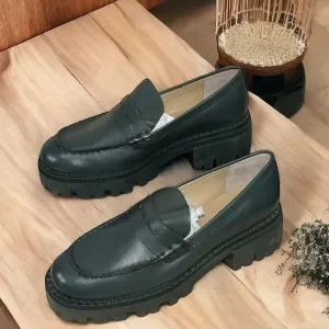 Green Leather Loafers by Joseph