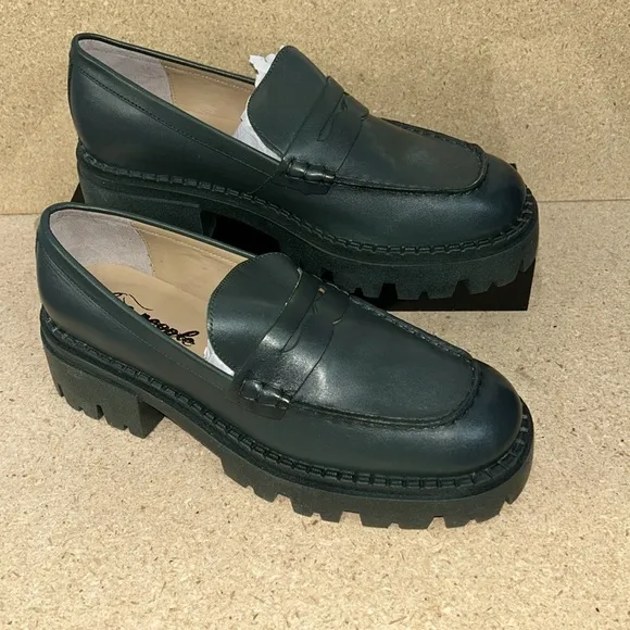 Green Leather Loafers by Joseph