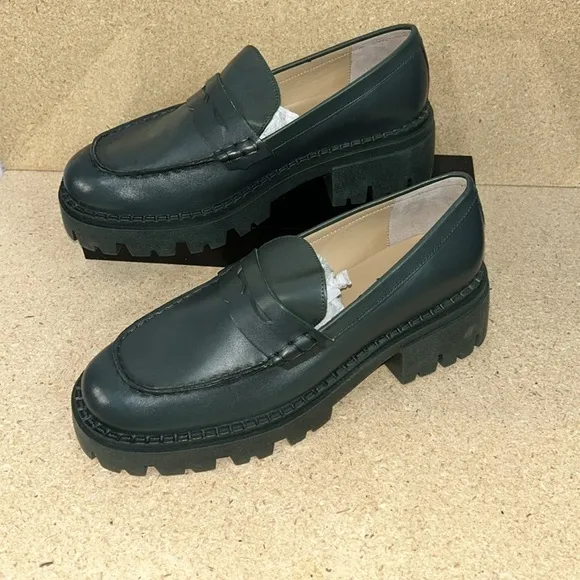 Green Leather Loafers by Joseph