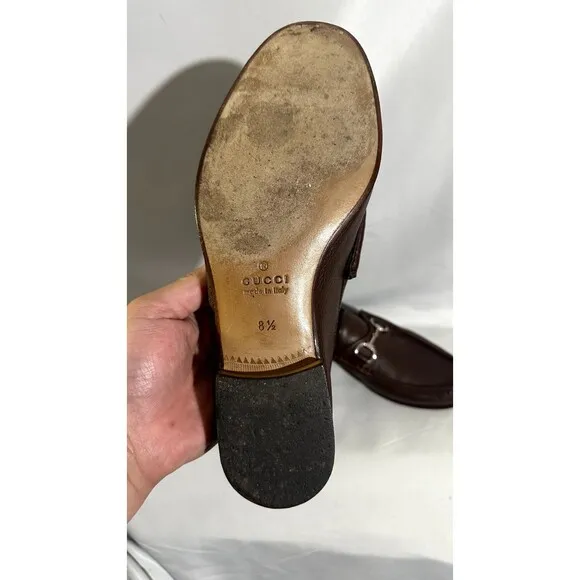 Gucci Horsebit Loafers Brown/ Silver Sz. 8 1/2