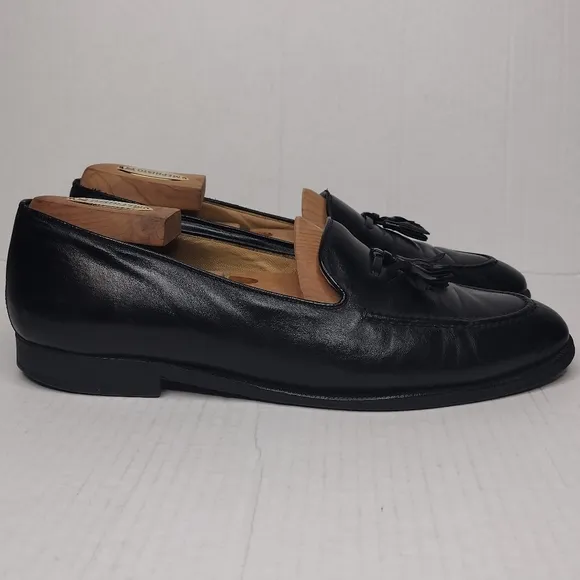 Gucci Men's Black Leather Tassel Slip On Dress Loafers Size 9.5