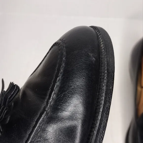 Gucci Men's Black Leather Tassel Slip On Dress Loafers Size 9.5