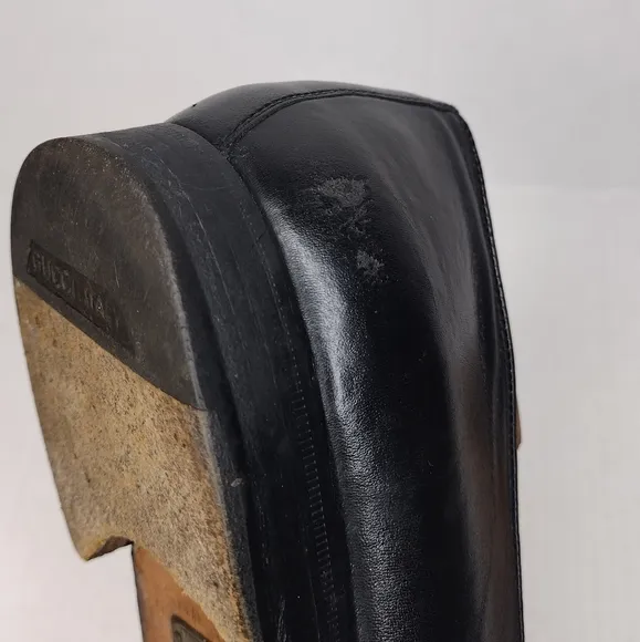 Gucci Men's Black Leather Tassel Slip On Dress Loafers Size 9.5