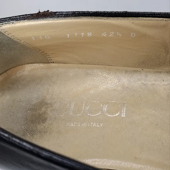 Gucci Men's Black Leather Tassel Slip On Dress Loafers Size 9.5