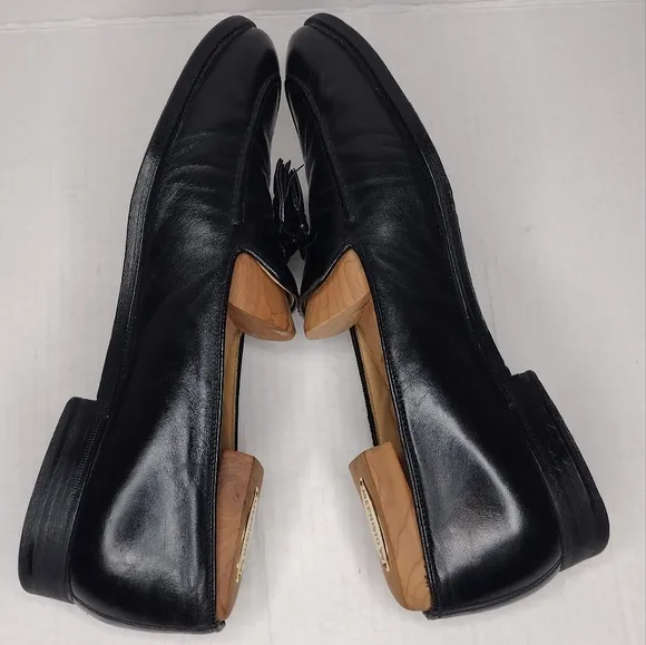 Gucci Men's Black Leather Tassel Slip On Dress Loafers Size 9.5