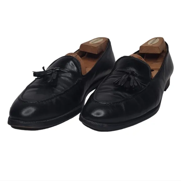 Gucci Men's Black Leather Tassel Slip On Dress Loafers Size 9.5