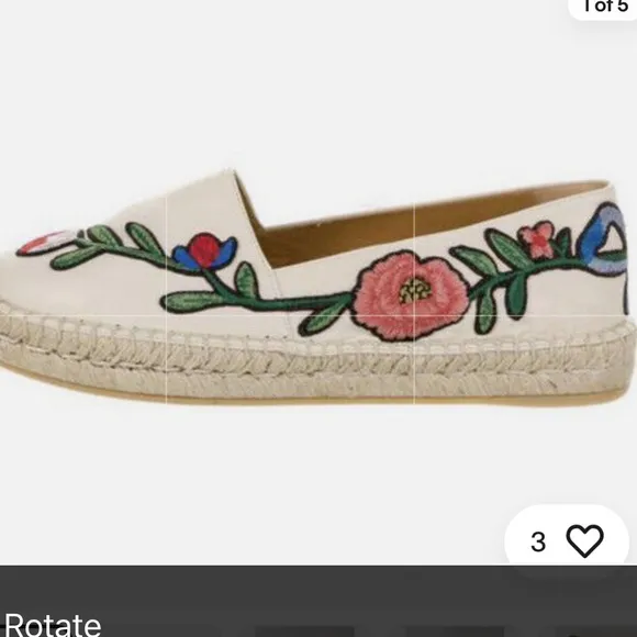 Gucci Pilar leather espadrille with embroidered flowers