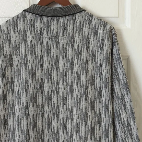 Guess 90's Vintage Lightweight Jacquard Knit Quarter Zip Pullover Sweater Gray L
