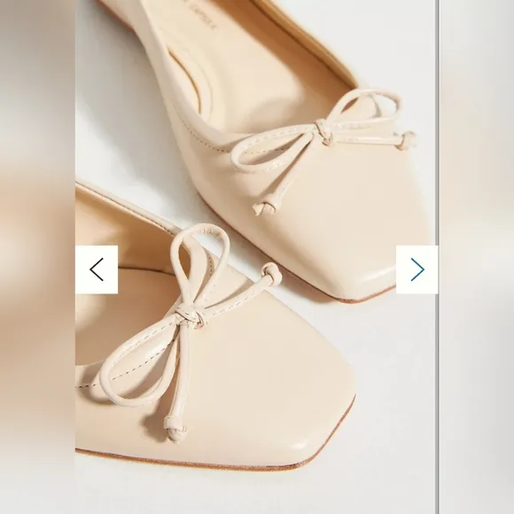 Guilhermina Anthropologie Leather Square Toe Ballet Flats in ivory size 7