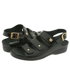 Helle Comfort 356-F Tulin Black Leather Orthotic Adjustable sling back Sandal 39