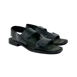Hereu Llaut Square Black Leather Slingback Loafer Sandals Flats sz 39