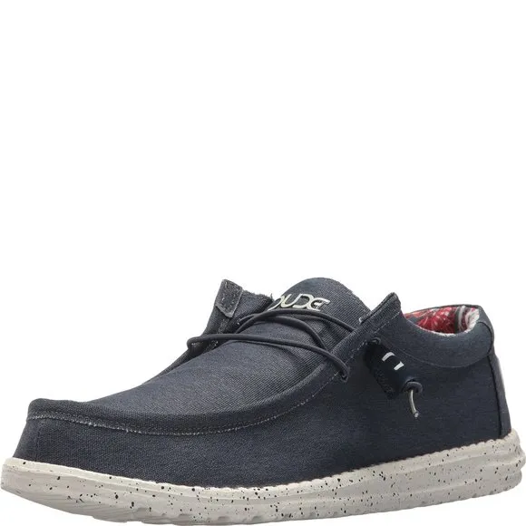 HEY DUDE MEN'S WALLY STRETCH BLUE SIZE 11 | MEN’S SHOES | MEN'S LACE UP LOA