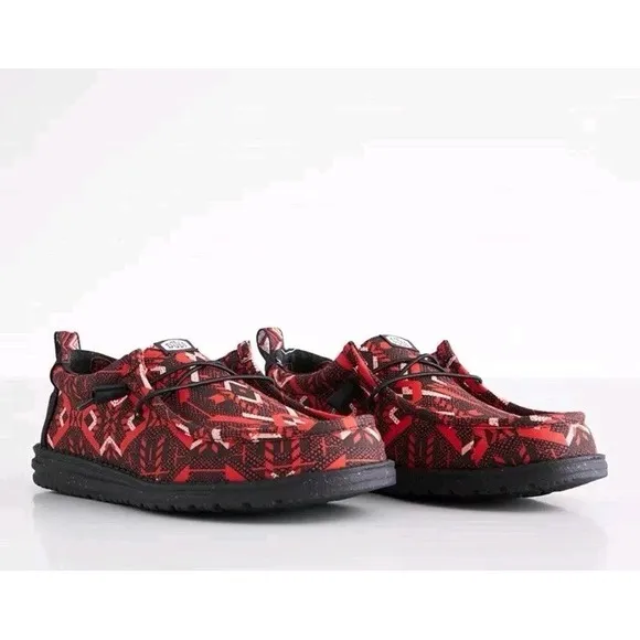 Hey Dude Shoes Mens 9 Red Wally Crimson Loafers Casual