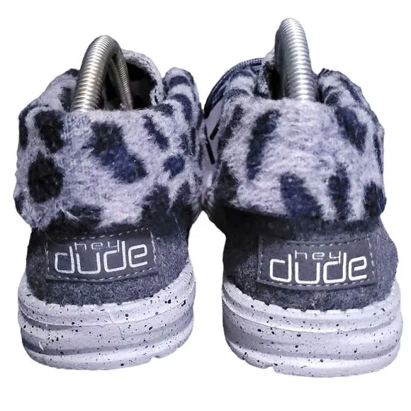 Hey Dude Women's Britt Loafers Comfort Shoes Grey Cheetah Size 9