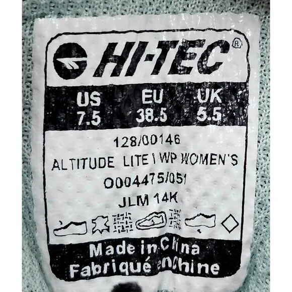 Hi-Tec Altitude Lite I Waterproof Charcoal Women's Boots Size 7.5