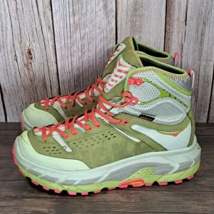 Hoka One One Tor Ultra Hi WP Hiking Boots Fog Green Olive Women's Size 9 Vibram
