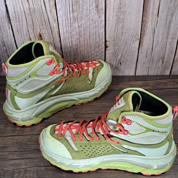 Hoka One One Tor Ultra Hi WP Hiking Boots Fog Green Olive Women's Size 9 Vibram