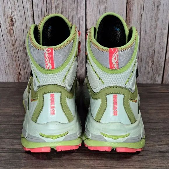 Hoka One One Tor Ultra Hi WP Hiking Boots Fog Green Olive Women's Size 9 Vibram