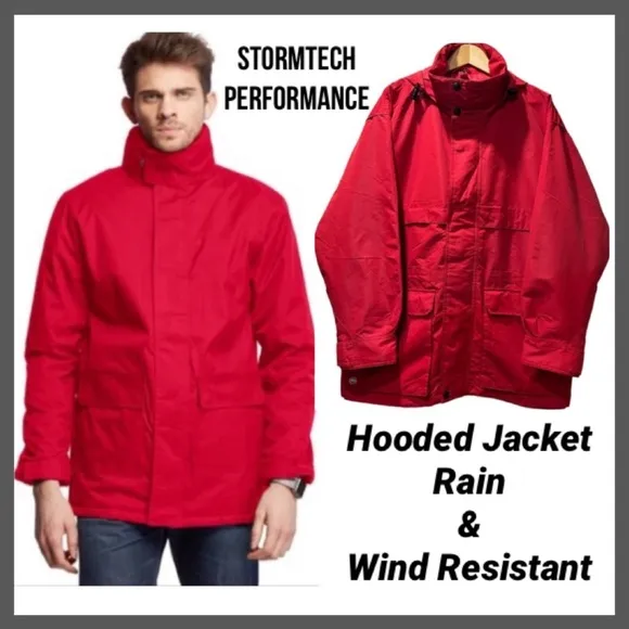 Hooded Jacket Stormtech Performance Medium Weight Wind Snow Water Resistant Red