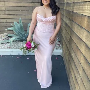 House of CB Charmaine Blush Pink Corset Maxi Dress