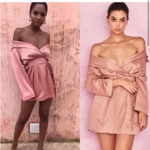 House of CB Mena dress off the shoulder belted elastic waistband pink mini dress