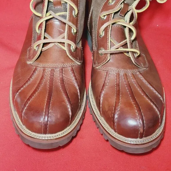 HS Track Mens Leather Boots Lace Up Shearling Lining 12 M