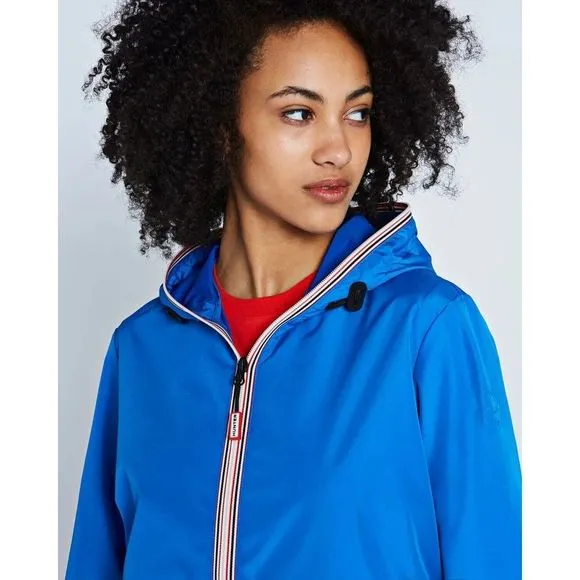Hunter Boots Original Shell Jacket Rain Coat M L Blue Packable Festival Hiking
