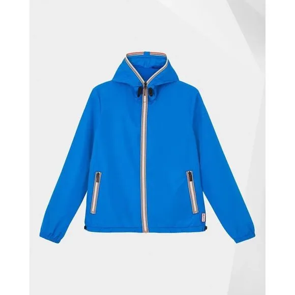 Hunter Boots Original Shell Jacket Rain Coat M L Blue Packable Festival Hiking