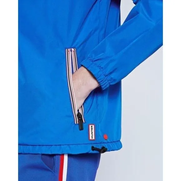 Hunter Boots Original Shell Jacket Rain Coat M L Blue Packable Festival Hiking