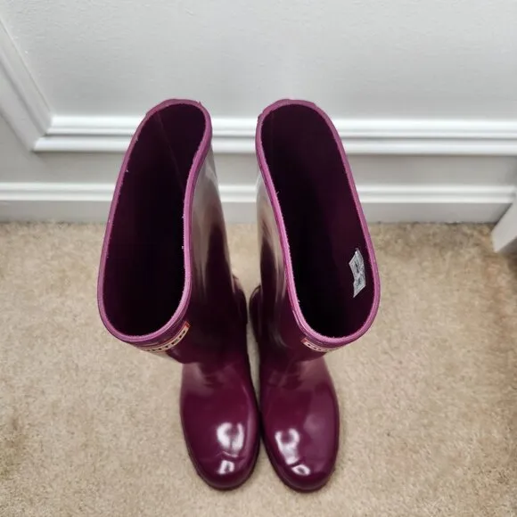 Hunter Tall Original Wellington Boots Purple Wellies Rain Snow Classic 4 (UK 3)