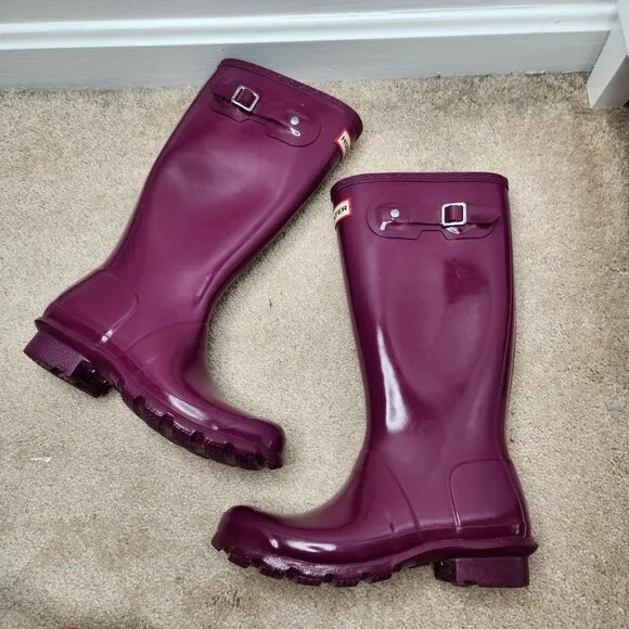 Hunter Tall Original Wellington Boots Purple Wellies Rain Snow Classic 4 (UK 3)