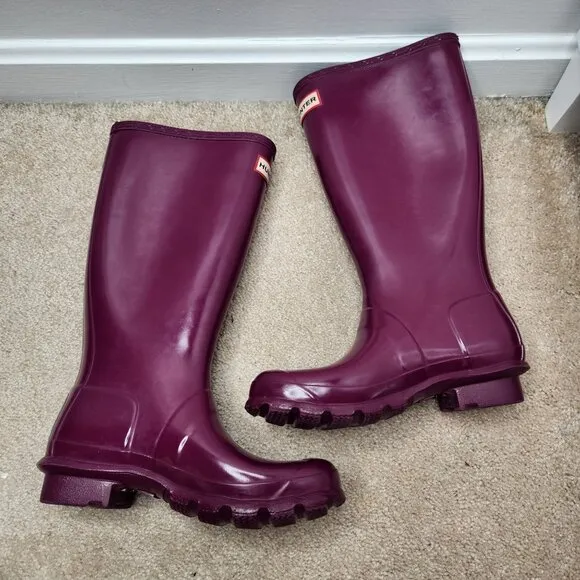 Hunter Tall Original Wellington Boots Purple Wellies Rain Snow Classic 4 (UK 3)