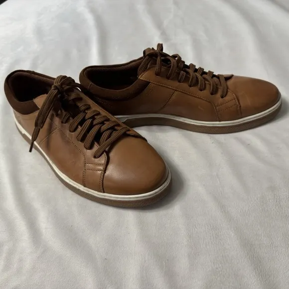 Hush Puppies Men's Maynard Brown Cognac Lace-Up Sneakers, Size 8 W
