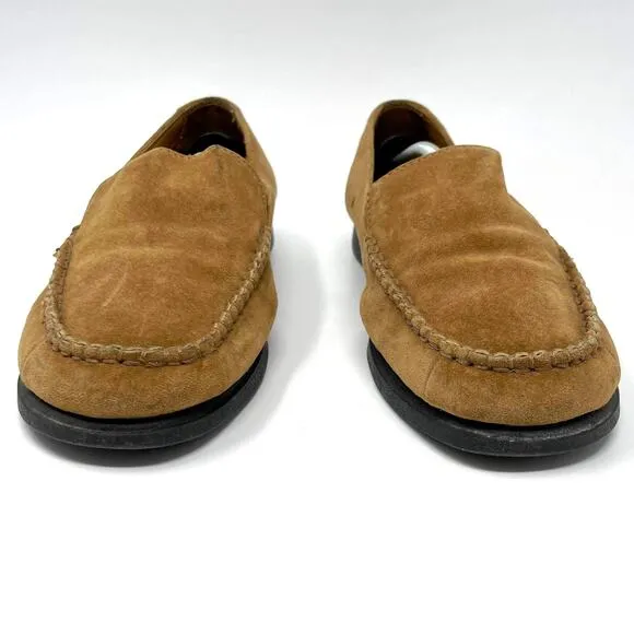 HUSH PUPPIES Women's Brown Suede Loafers Comfortable Casual Shoes