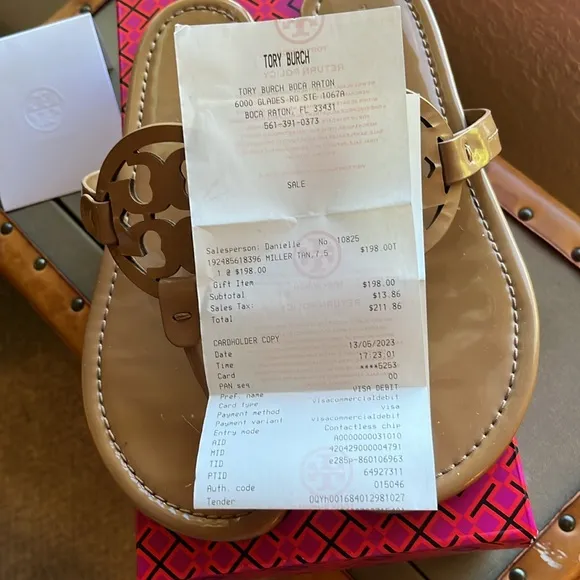Iconic Tory Burch Miller Sandals TAN Patent Leather