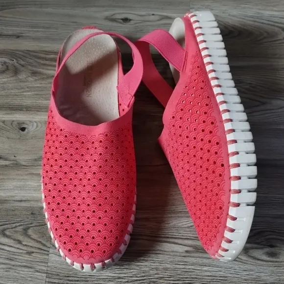 Ilse Jacobsen Tulip Coral Slingback Slip On Sneaker Mule Sandal size 39 US 8.5-9