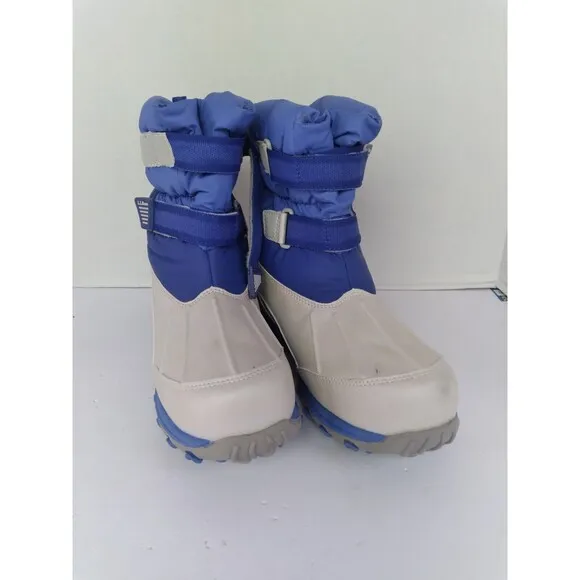 Insulated Winter Snow Boots Blue &amp; Gray Waterproof Cold Weather Outdoor Footwear