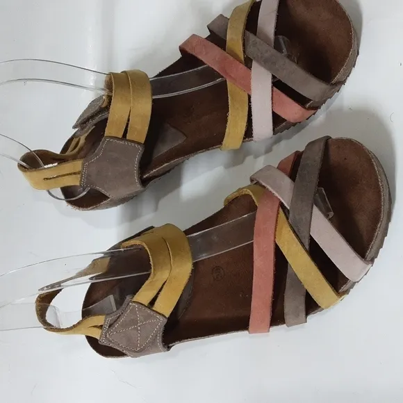 InterBios women leather sandals 38 colorful casual vacation Y2K office retro