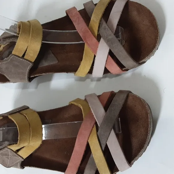 InterBios women leather sandals 38 colorful casual vacation Y2K office retro