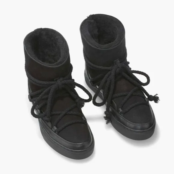 INUIKII | NEW IN BOX Shearling Leather Black Classic Sneaker Boots Size 39