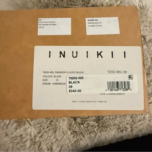 INUIKII | NEW IN BOX Shearling Leather Black Classic Sneaker Boots Size 39