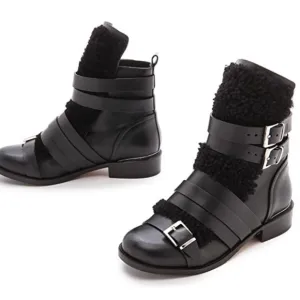 IRO Hoonah Black Shearling Moto Boots