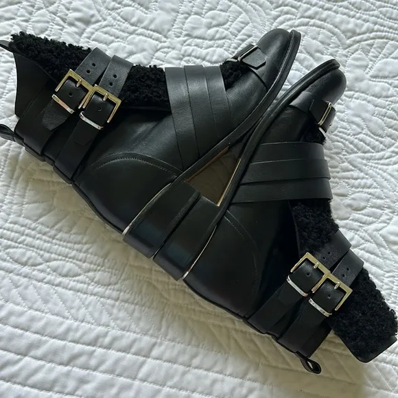 IRO Hoonah Black Shearling Moto Boots