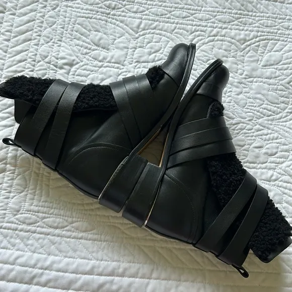 IRO Hoonah Black Shearling Moto Boots