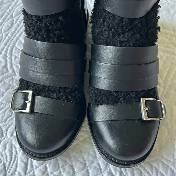 IRO Hoonah Black Shearling Moto Boots