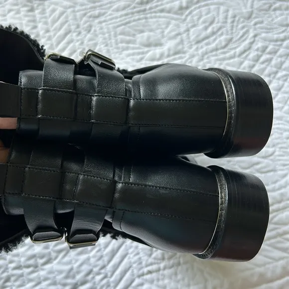 IRO Hoonah Black Shearling Moto Boots