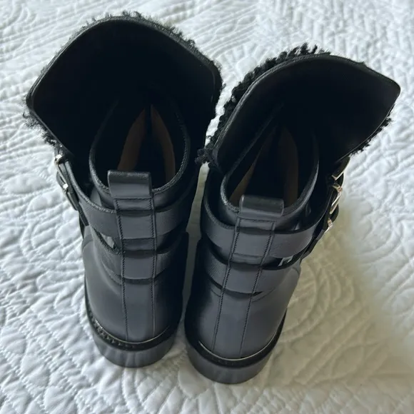 IRO Hoonah Black Shearling Moto Boots