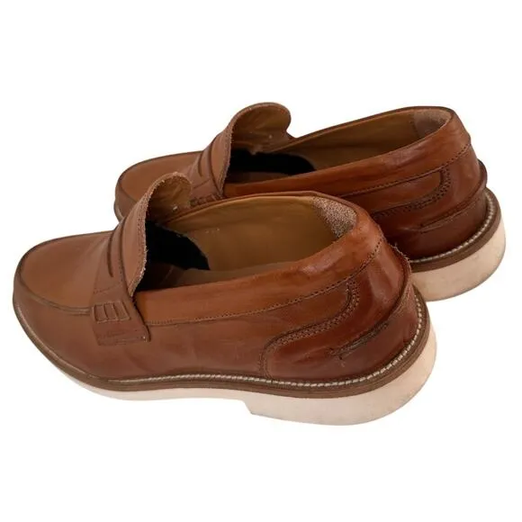 Italia Difference Loafers Dress Shoes Men's Sz. 44 (10.5) Brown Italian Leather