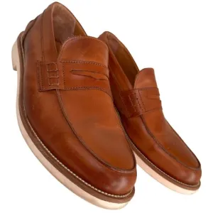 Italia Difference Loafers Dress Shoes Men's Sz. 44 (10.5) Brown Italian Leather
