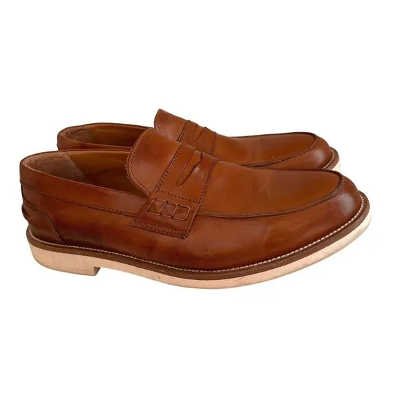 Italia Difference Loafers Dress Shoes Men's Sz. 44 (10.5) Brown Italian Leather